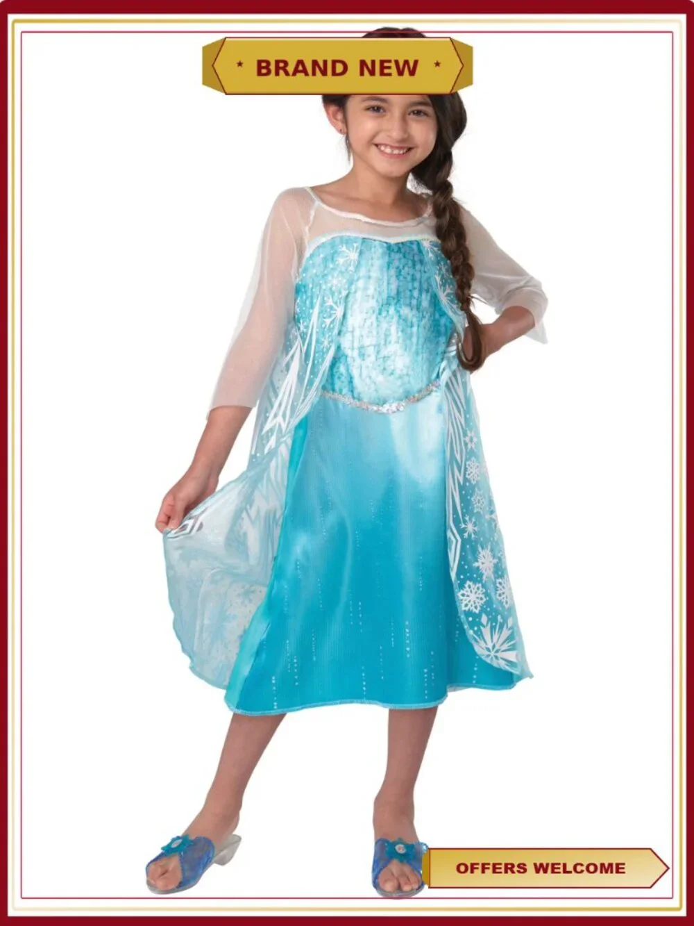 Frozen Elsa Classic Dress Girls Cape Satin Costume 3-6 Years